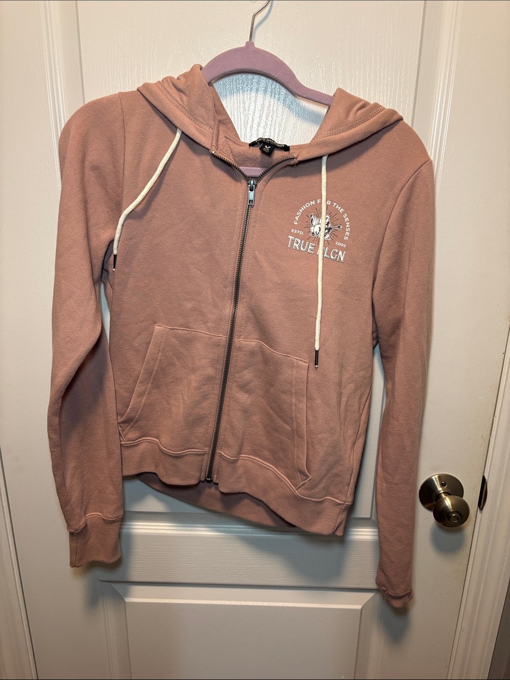 True Religion Dusty Mauve Zip Hoodie Jacket